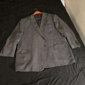 Pronto Uomo Suit Jacket Mens 52R Gray Wool Blend Tweed Check Executive Fit Egypt